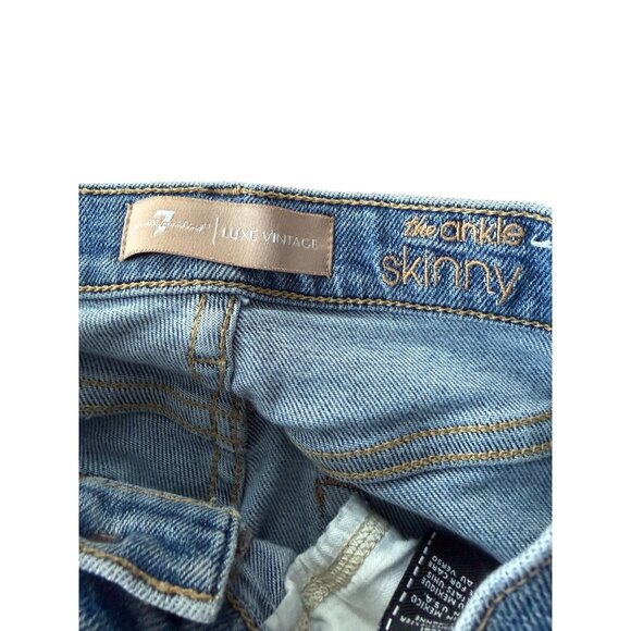7 FOR ALL MANKIND Luxe Vintage Light Wash Ankle Skinny Jeans Size 26 - Picture 2 of 10